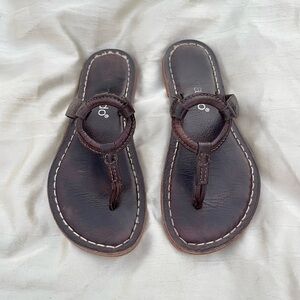 Aldo Dark Brown Leather Flip-Flops